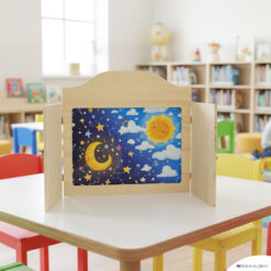 StravagArte teatrino kamishibai legno neutro naturale non trattato in biblioteca