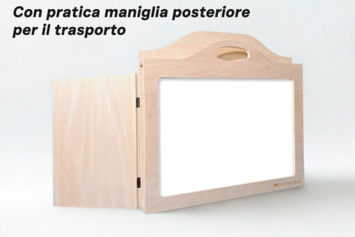 StravagArte teatrino kamishibai legno neutro naturale non trattato - maniglia sul retro per il trasporto