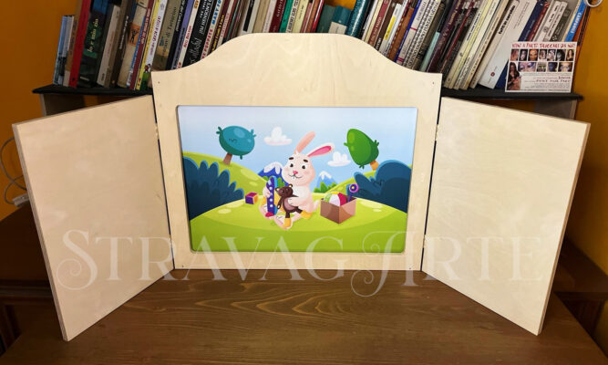 TEATRINO BUTAI KAMISHIBAI FORMATO A3 LEGNO NEUTRO LEGNO NATURALE STRAVAGARTE