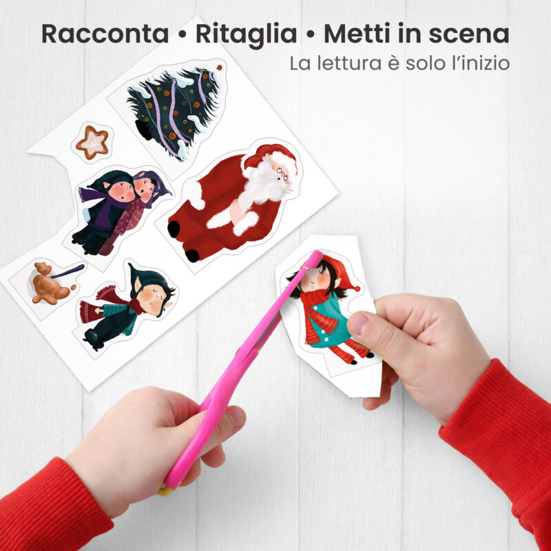 Kamishibai: Ritaglio burattini dei personaggi della storia Babbo Natale e il biscotto dell’amicizia .