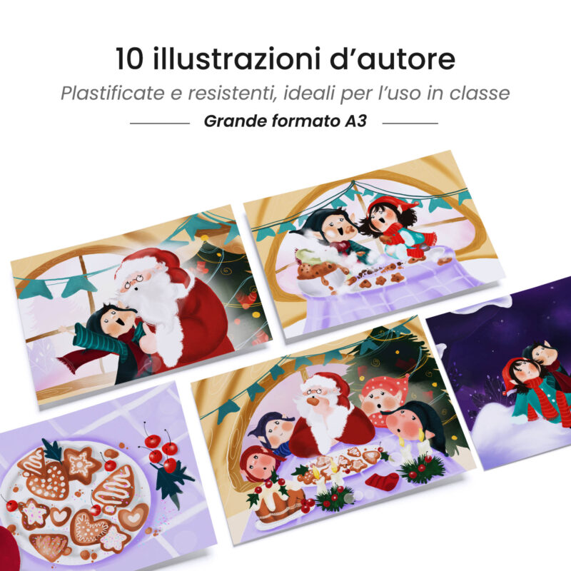 Kamishibai: tavole A3 illustrate per storia Kamishibai Babbo Natale e il biscotto dell’amicizia .
