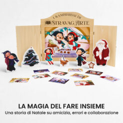 Kamishibai kit Babbo Natale e il biscotto dell’amicizia con burattini e teatrino butai A3 StravagArte.