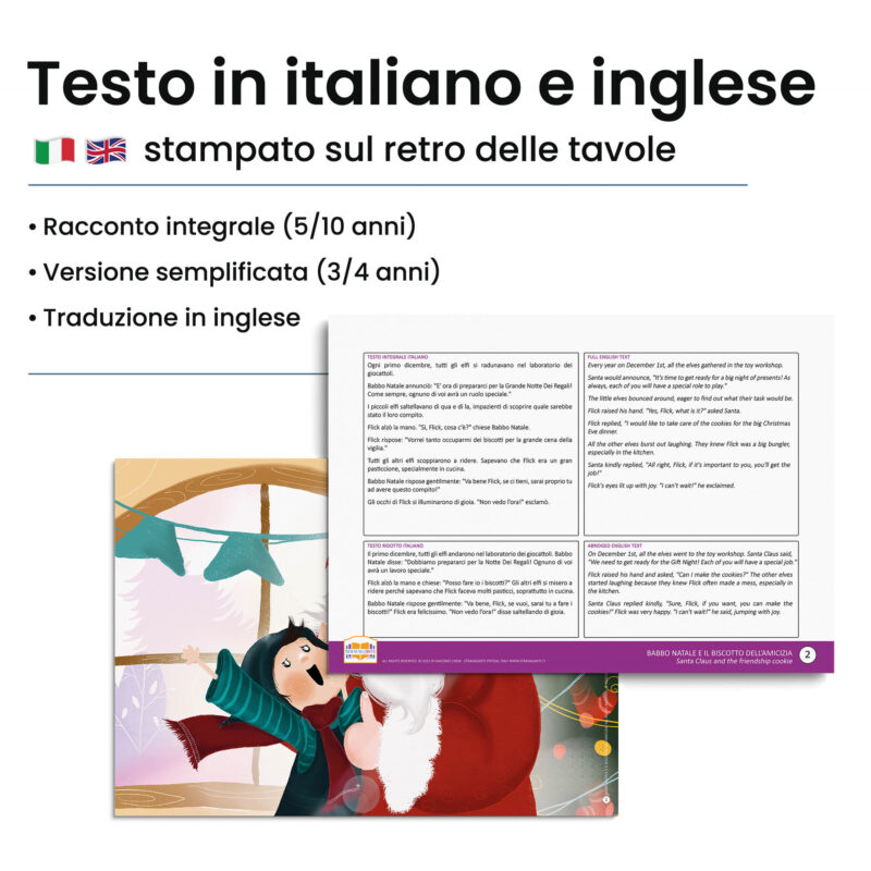 Kamishibai: Retro tavole Babbo Natale e il biscotto dell’amicizia con testo bilingue italiano inglese.