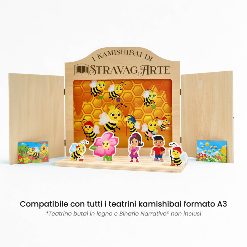 Kamishibai: Tavole A3 La Magica Danza delle Api compatibili teatrino legno.