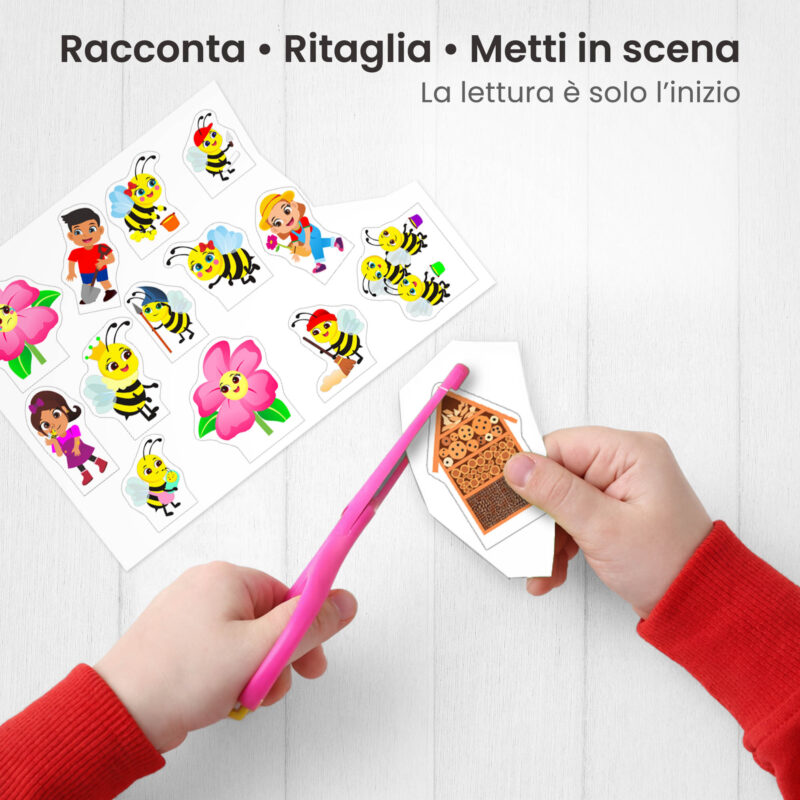 Kamishibai: Ritaglio burattini dei personaggi della storia La Magica Danza delle Api.