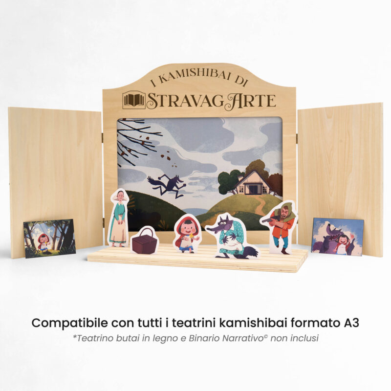 Kamishibai: Tavole A3 Cappuccetto Rosso Fiaba Stravagante compatibili teatrino legno.