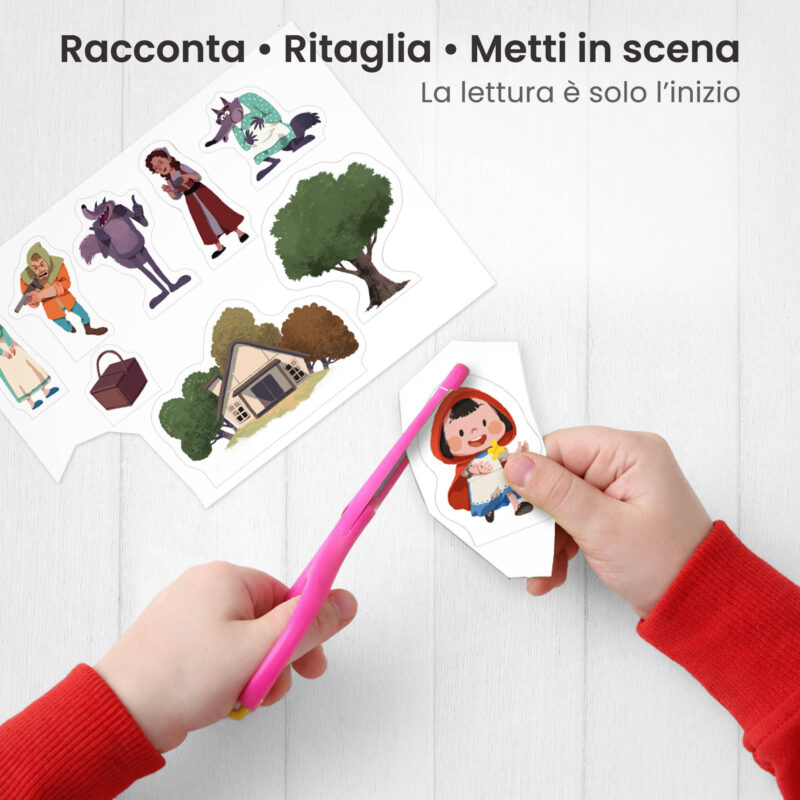 Kamishibai: Ritaglio burattini dei personaggi della storia Cappuccetto Rosso Fiaba Stravagante.