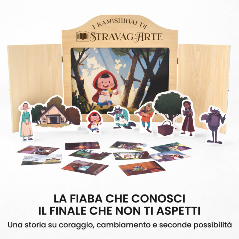 Kamishibai kit Cappuccetto Rosso Fiaba Stravagante con burattini e teatrino butai A3 StravagArte.