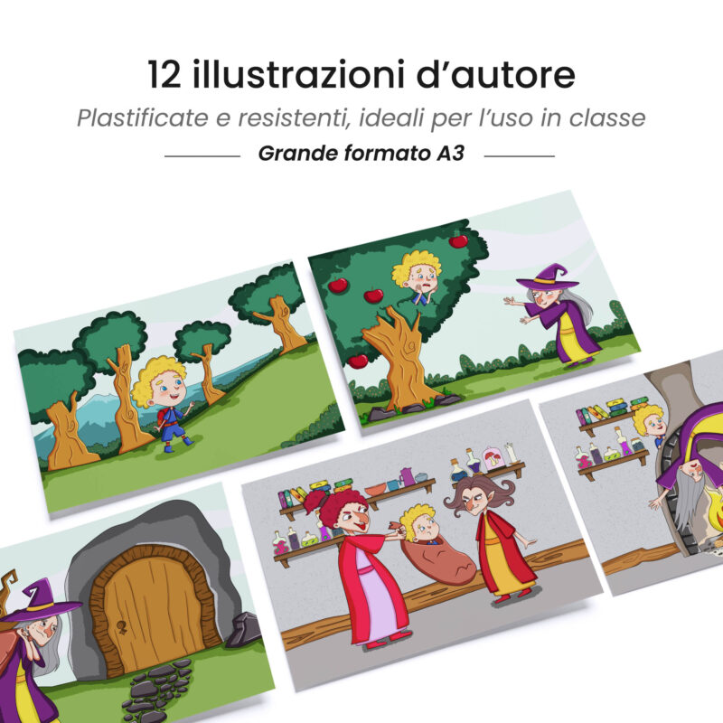 Kamishibai: tavole A3 illustrate per storia Kamishibai Giacomino Nel Sacco.