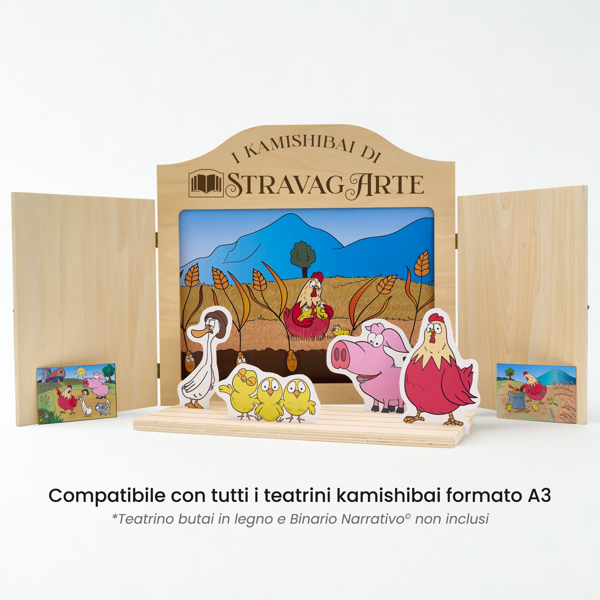 Kamishibai: Tavole A3 La Gallinella Rossa compatibili teatrino legno.