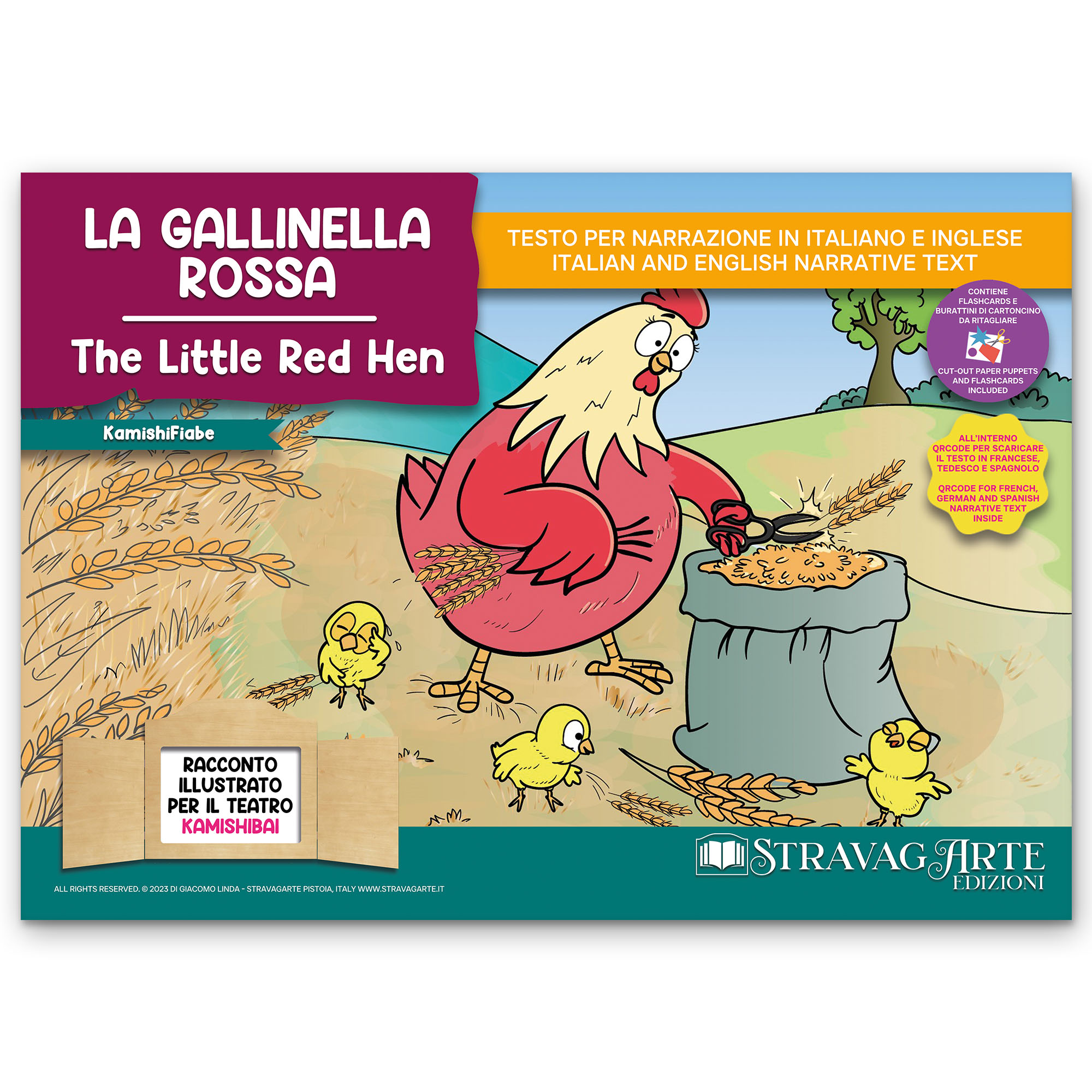 Kamishibai copertina storia bilingue La Gallinella Rossa StravagArte
