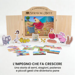 Kamishibai kit La Gallinella Rossa con burattini e teatrino butai A3 StravagArte.