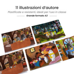 Kamishibai: tavole A3 illustrate per storia Kamishibai Riccioli d’Oro e i Tre Orsi Fiaba Stravagante.