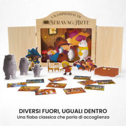 Kamishibai kit Riccioli d’Oro e i Tre Orsi Fiaba Stravagante con burattini e teatrino butai A3 StravagArte.