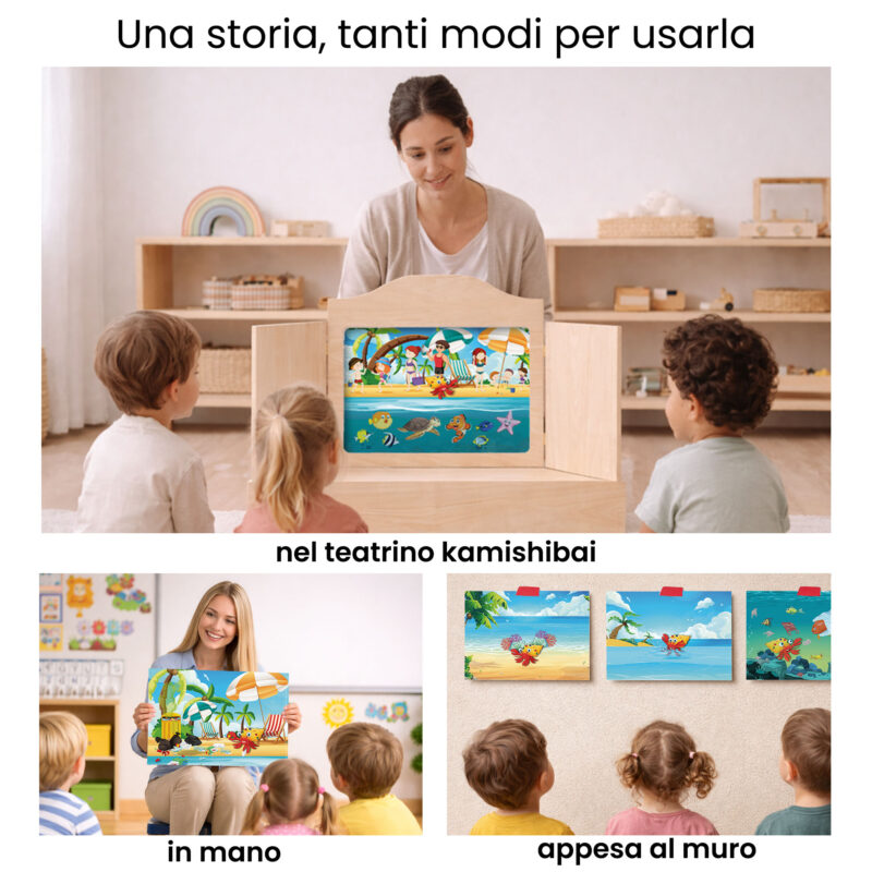 Kamishibai per la scuola: Uso didattico storia Arturo il Paguro al Salvataggio del Mare StravagArte in classe.