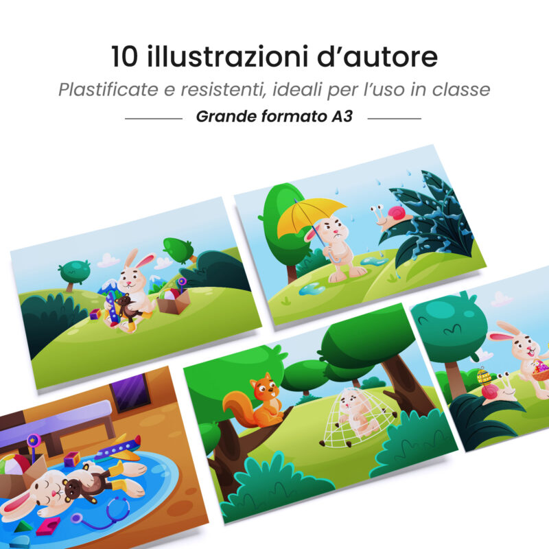 Kamishibai: tavole A3 illustrate per storia Kamishibai Ciccio Pasqualino e le Prime Uova di Pasqua.