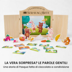 Kamishibai kit Ciccio Pasqualino e le Prime Uova di Pasqua con burattini e teatrino butai A3 StravagArte.