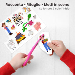 Kamishibai: Ritaglio burattini dei personaggi della storia La Rapa Gigante.