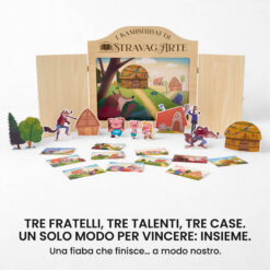 Kamishibai kit I Tre Porcellini Fiaba Stravagante con burattini e teatrino butai A3 StravagArte.