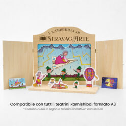 Kamishibai: Tavole A3 La Befana e le Prove di Volo compatibili teatrino legno.