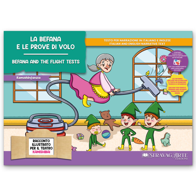 Kamishibai copertina storia bilingue La Befana e le Prove di Volo StravagArte
