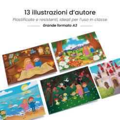 Kamishibai: tavole A3 illustrate per storia Kamishibai Viaggio nel Mondo Diritto: Un’avventura alla Scoperta dei Diritti dei Bambini.