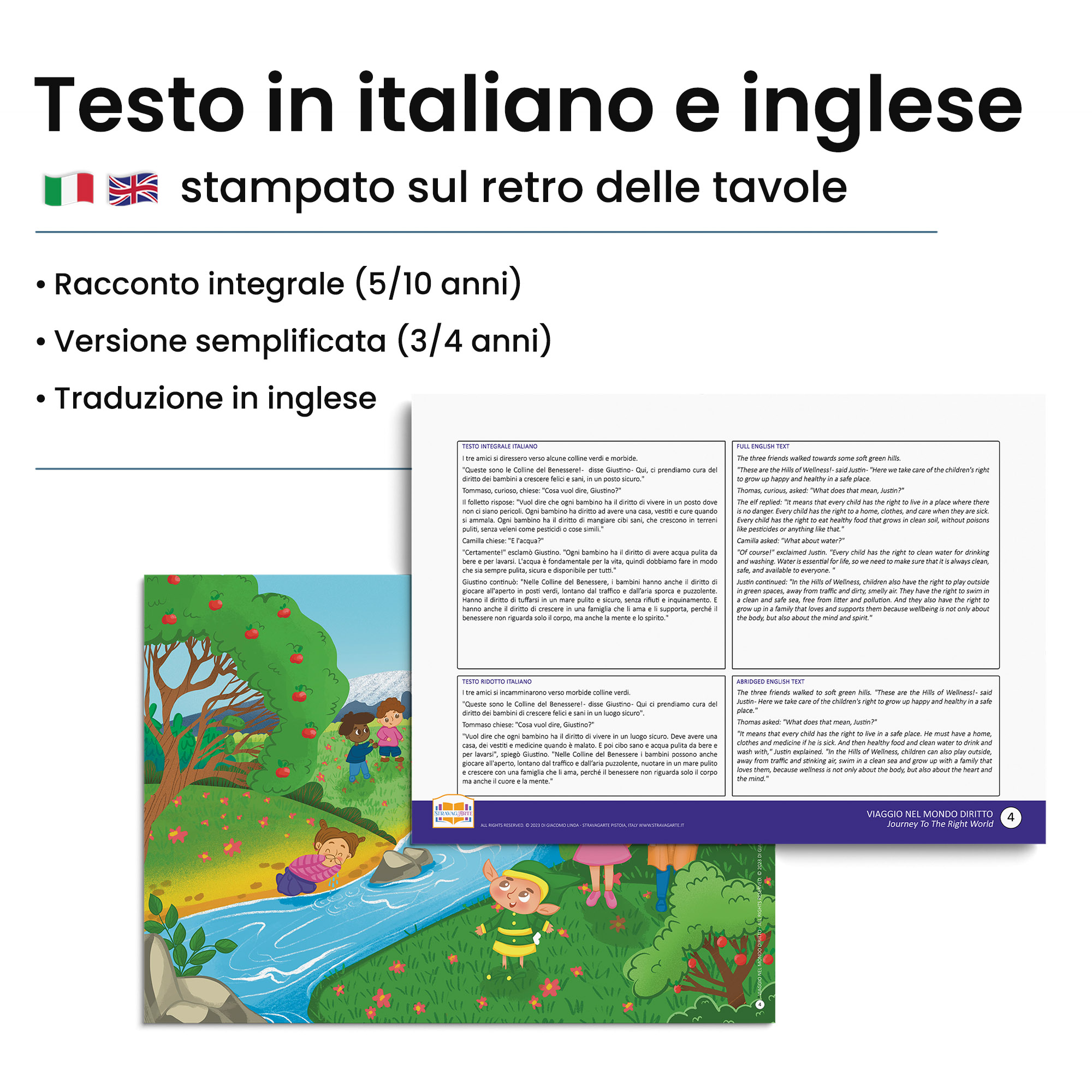 Kamishibai: Retro tavole Viaggio nel Mondo Diritto: Un’avventura alla Scoperta dei Diritti dei Bambini con testo bilingue italiano inglese.