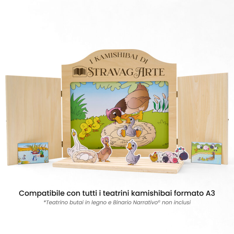 Kamishibai: Tavole A3 Il Brutto Anatroccolo – Fiaba Stravagante compatibili teatrino legno.