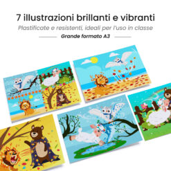 Kamishibai: tavole A3 illustrate per storia Kamishibai Il Grande Miscuglio delle Stagioni.