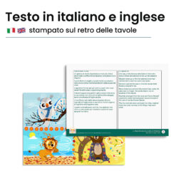 Kamishibai: Retro tavole Il Grande Miscuglio delle Stagioni con testo bilingue italiano inglese.