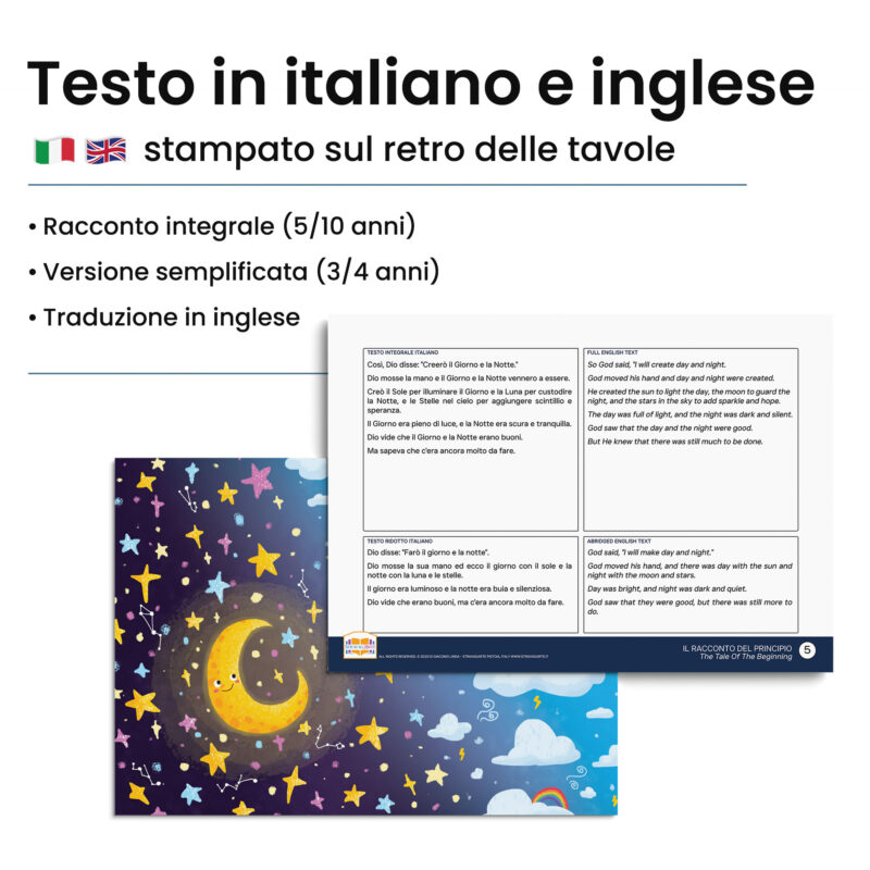 Kamishibai: Retro tavole Il Racconto del Principio: Storia della Creazione Narrata ai Bambini con testo bilingue italiano inglese.