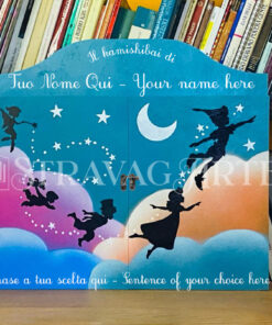 TU002 STRAVAGARTE TEATRINO KAMISHIBAI A3 DECORATO PERSONALIZZATO TURCHESE NUVOLE COLORATE PETER PAN WENDY TRILLY