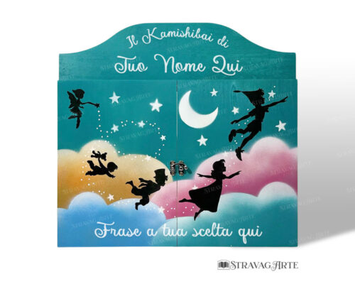 TU02 StravagArte teatrino Kamishibai personalizzato peter pan regalo maestre carta docente turchese