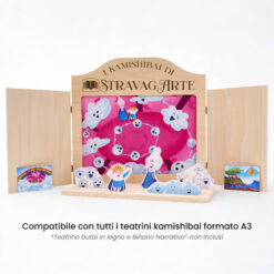 Kamishibai: Tavole A3 Re Nuvolone e Regina Vaporina e la Danza del Ciclo dell’Acqua compatibili teatrino legno.
