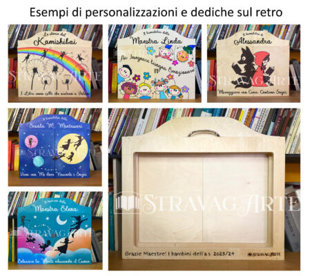 esempi personalizzazione e dedica sul retro STRAVAGARTE TEATRINO KAMISHIBAI A3 DECORATO PERSONALIZZATO