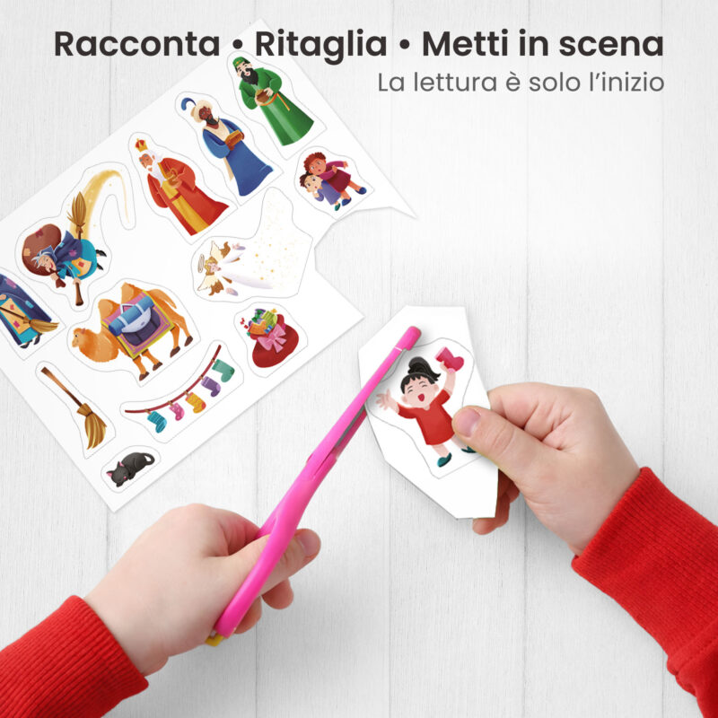 Kamishibai: Ritaglio burattini dei personaggi della storia La storia vera della Befana.