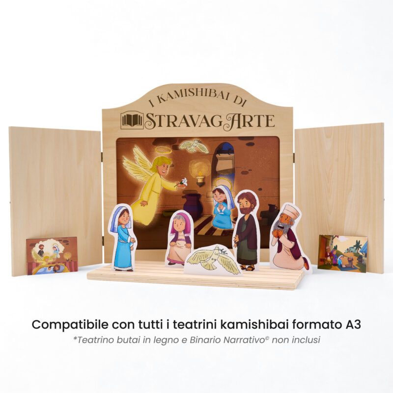 Kamishibai: Tavole A3 La Lieta Novella – Storia dell’Annunciazione Ispirata ai Vangeli compatibili teatrino legno.