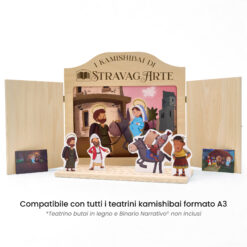 Kamishibai: Tavole A3 Destinazione Betlemme Storia del Viaggio di Maria e Giuseppe Ispirata ai Vangeli compatibili teatrino legno.
