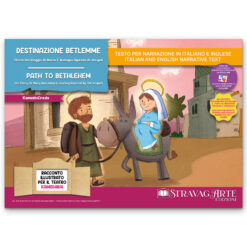 Kamishibai copertina storia bilingue Destinazione Betlemme Storia del Viaggio di Maria e Giuseppe Ispirata ai Vangeli StravagArte