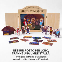 Kamishibai kit Destinazione Betlemme Storia del Viaggio di Maria e Giuseppe Ispirata ai Vangeli con burattini e teatrino butai A3 StravagArte.