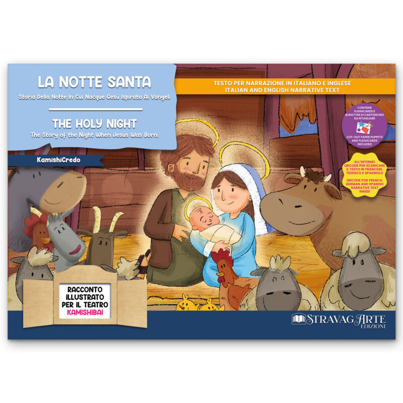 Kamishibai copertina storia bilingue La Notte Santa Storia della Notte in cui Nacque Gesù ispirata ai Vangeli StravagArte 