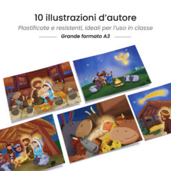 Kamishibai: tavole A3 illustrate per storia Kamishibai La Notte Santa Storia della Notte in cui Nacque Gesù ispirata ai Vangeli.