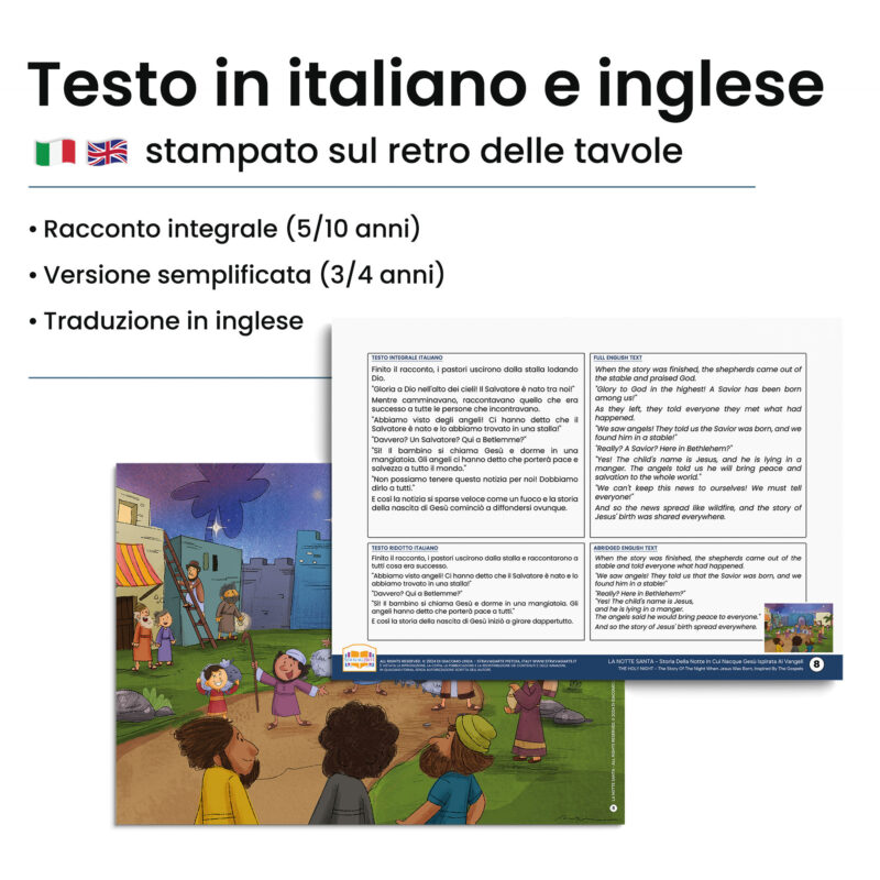 Kamishibai: Retro tavole La Notte Santa Storia della Notte in cui Nacque Gesù ispirata ai Vangeli con testo bilingue italiano inglese.