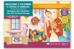 Arlecchino e Colombina e l'Intrigo di Carnevale | Storia kamishibai bilingue italiano/inglese con burattini, flashcards e materiali educativi stampabili - copertina fronte