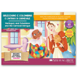 Kamishibai copertina storia bilingue Arlecchino e Colombina e l’Intrigo di Carnevale StravagArte