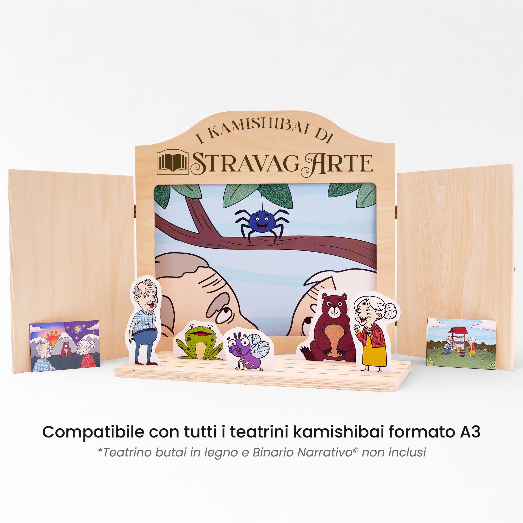 Kamishibai: Tavole A3 Dentro Fuori Sopra Sotto compatibili teatrino legno.