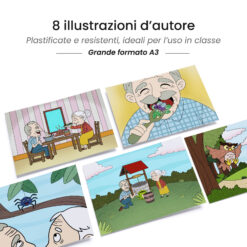 Kamishibai: tavole A3 illustrate per storia Kamishibai Dentro Fuori Sopra Sotto.