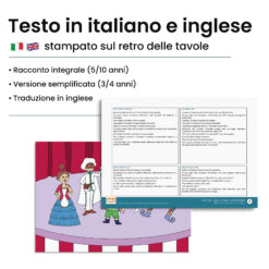 Kamishibai: Retro tavole Pinocchio, Naso di Legno Cuore di Bimbo con testo bilingue italiano inglese.