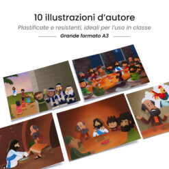 Kamishibai: tavole A3 illustrate per storia Kamishibai Una Cena, un Dono Storia dell’Ultima Cena ispirata ai Vangeli .