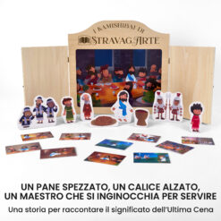 Kamishibai kit Una Cena, un Dono Storia dell’Ultima Cena ispirata ai Vangeli con burattini e teatrino butai A3 StravagArte.